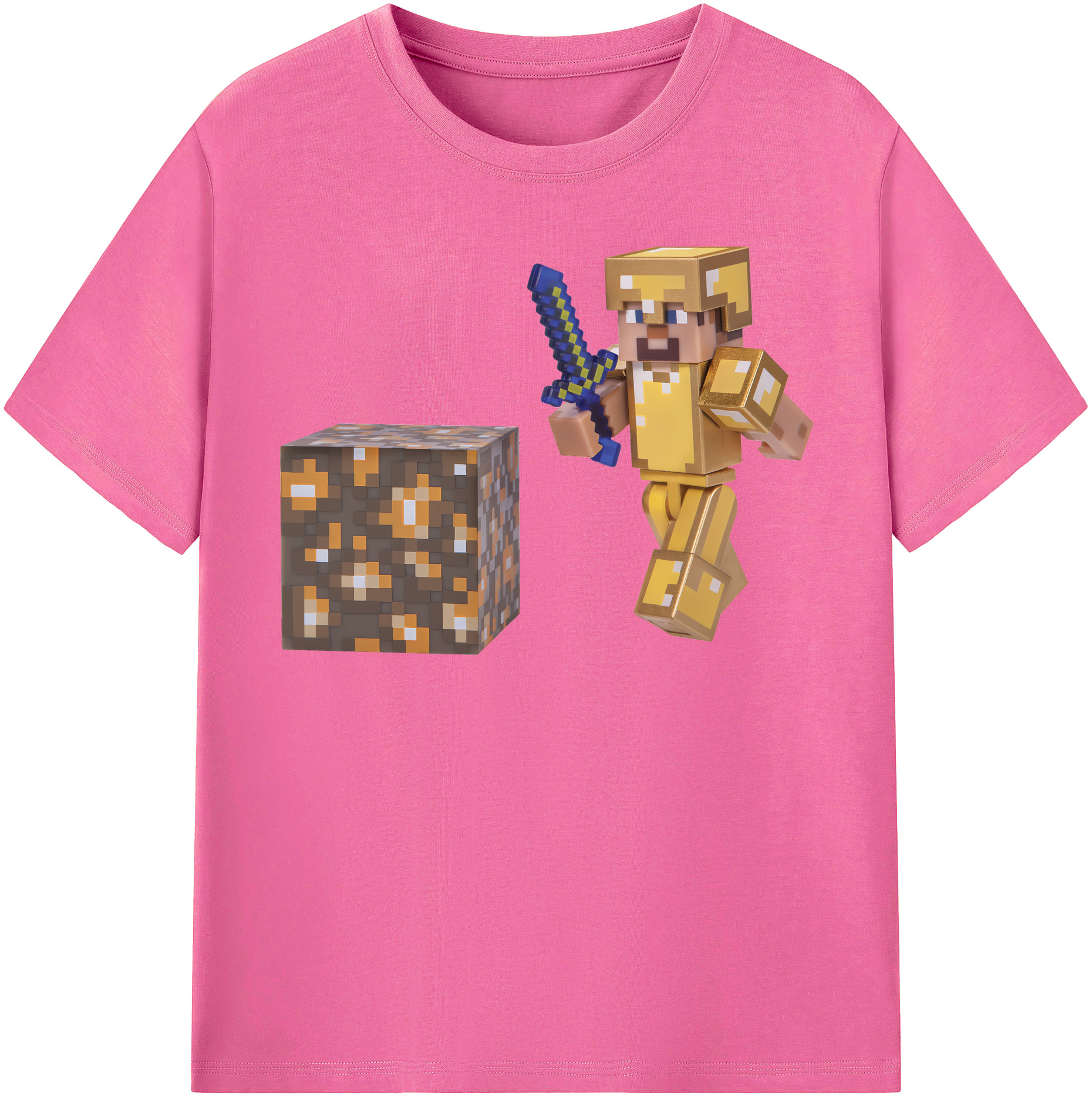 （画像用） マインクラフト ブロックの世界 Minecraft MC Block world レディースカジュアルプリントTシャツ（綿100％）